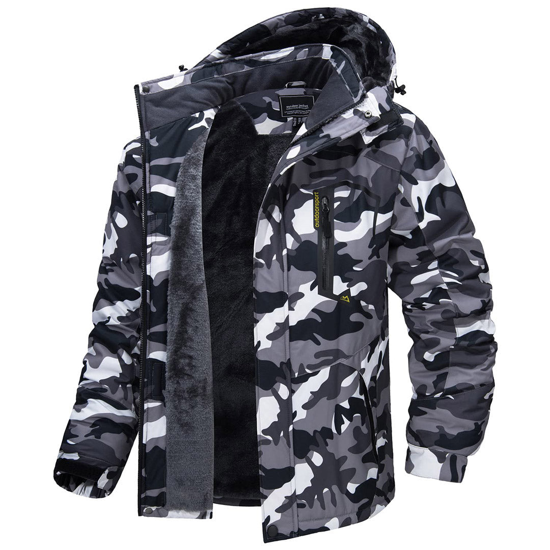 Men's Waterproof Fleece Lined Ski Jacket with Multiple Pockets