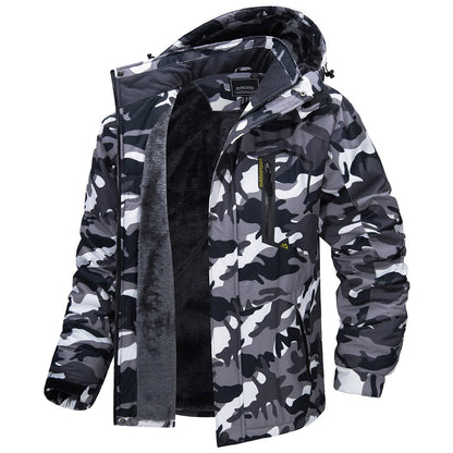 Men's Waterproof Fleece Lined Ski Jacket with Multiple Pockets