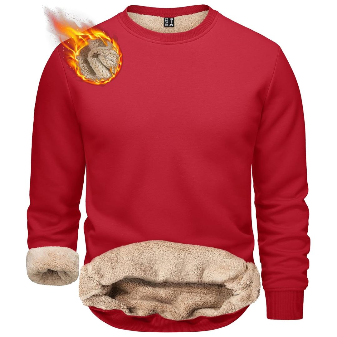 Men’s Sherpa Lined Sweatshirt Warm Heavyweight Fleece Pullover