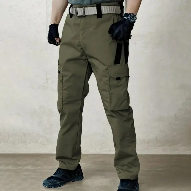 Men's durable outdoor training pants, men's multi-pocket work pants, men's solid color and printed pocket zipper waterproof tactical cargo pants without belt, regular fit sports pocket durable autumn pants. Casual Street Trousers