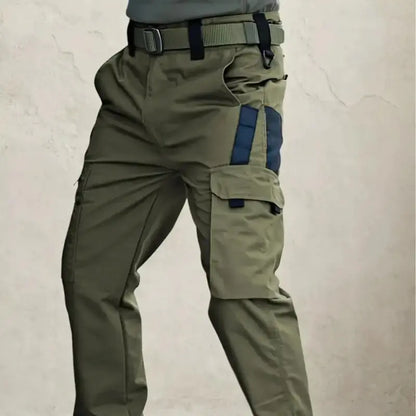 Men's durable outdoor training pants, men's multi-pocket work pants, men's solid color and printed pocket zipper waterproof tactical cargo pants without belt, regular fit sports pocket durable autumn pants. Casual Street Trousers