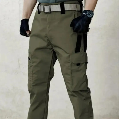 Men's durable outdoor training pants, men's multi-pocket work pants, men's solid color and printed pocket zipper waterproof tactical cargo pants without belt, regular fit sports pocket durable autumn pants. Casual Street Trousers