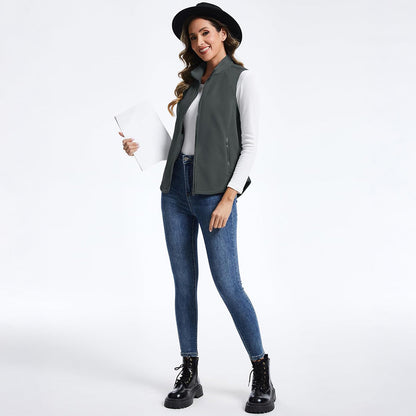 Women's Lightweight Full Zip Outerwear Warm Fleece Vest