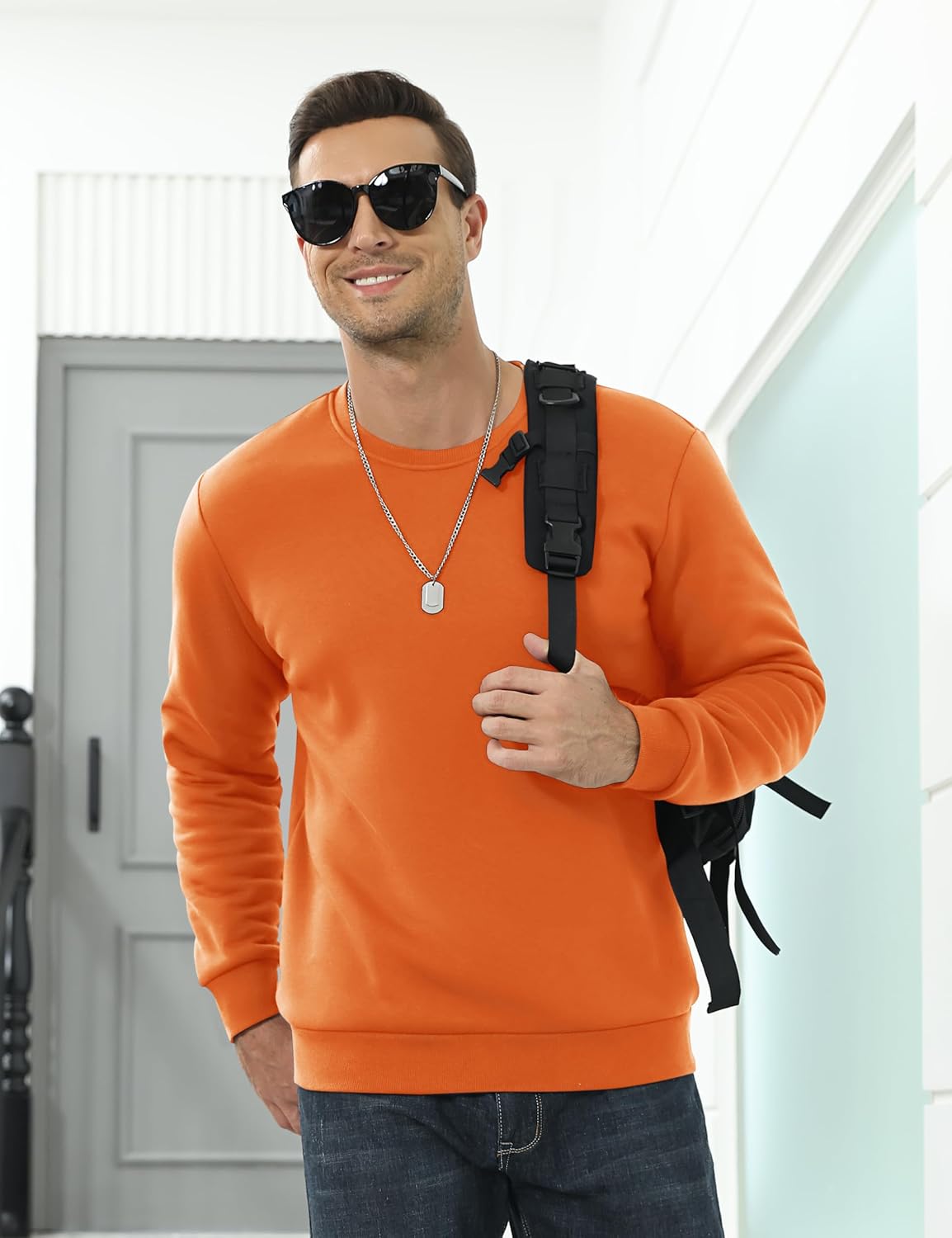 Men’s Sherpa Lined Sweatshirt Warm Heavyweight Fleece Pullover