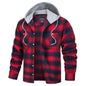 Men's Hooded Shirts Long Sleeve Casual Buffalo Plaid Button