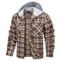 Men's Hooded Shirts Long Sleeve Casual Buffalo Plaid Button