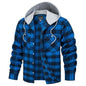 Men's Hooded Shirts Long Sleeve Casual Buffalo Plaid Button