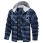 Men's Hooded Shirts Long Sleeve Casual Buffalo Plaid Button