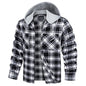 Men's Hooded Shirts Long Sleeve Casual Buffalo Plaid Button