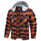 Men's Hooded Shirts Long Sleeve Casual Buffalo Plaid Button