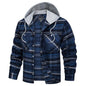Men's Hooded Shirts Long Sleeve Casual Buffalo Plaid Button