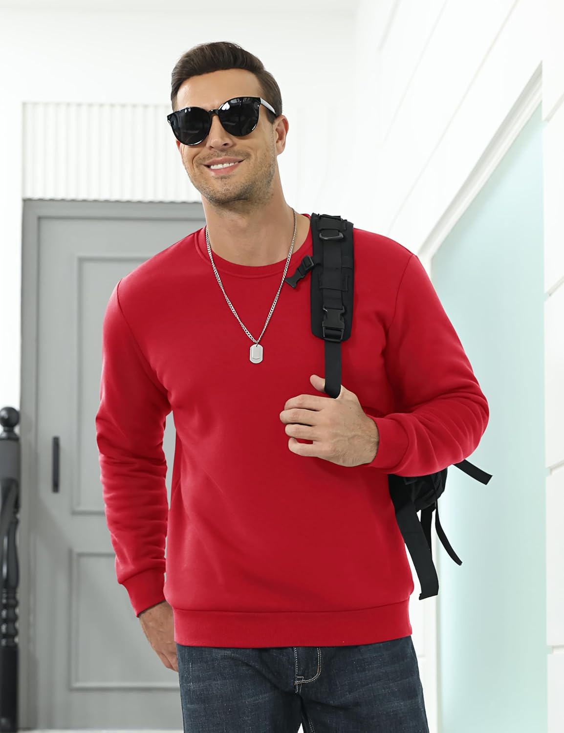 Men’s Sherpa Lined Sweatshirt Warm Heavyweight Fleece Pullover