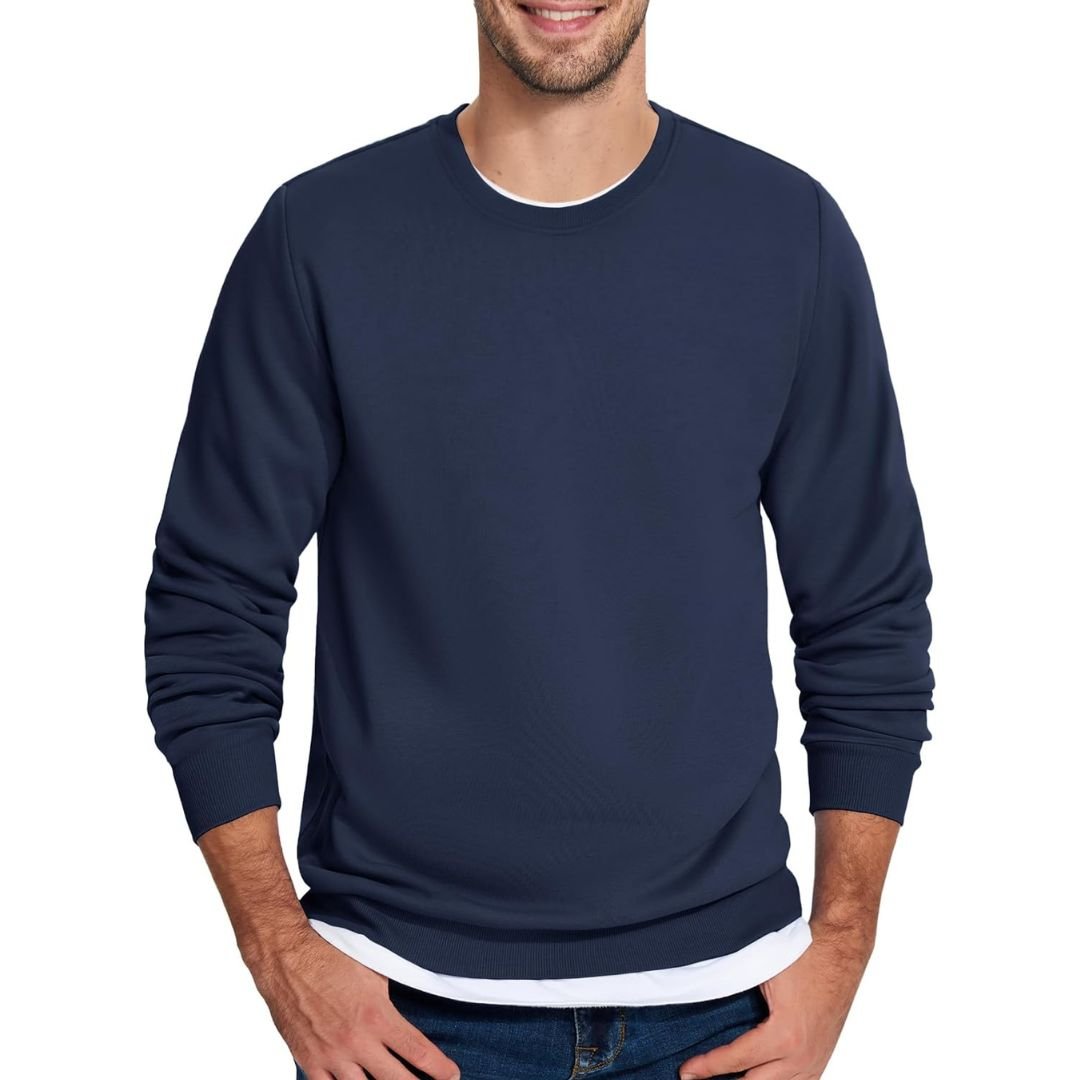 Men's Casual Crewneck Fleece Pullover Sweatshirts