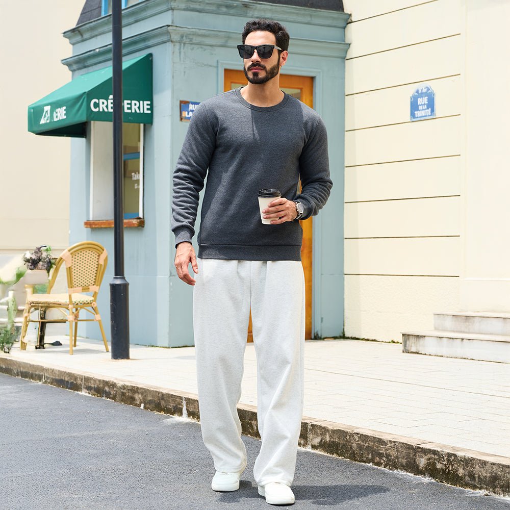 Men’s Sherpa Lined Sweatshirt Warm Heavyweight Fleece Pullover
