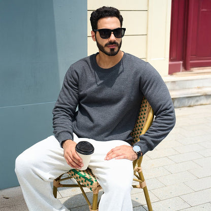 Men’s Sherpa Lined Sweatshirt Warm Heavyweight Fleece Pullover
