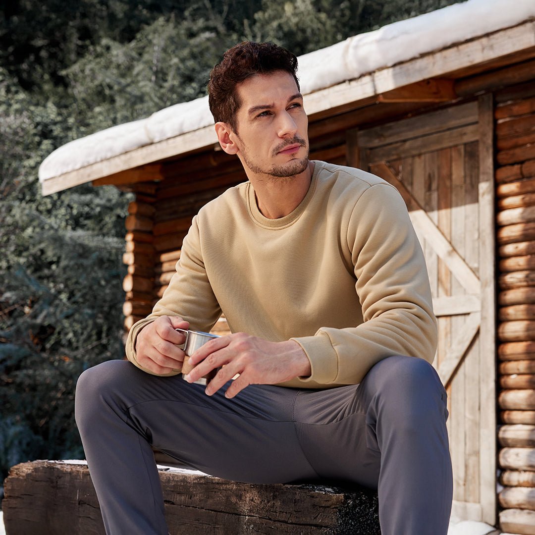 Men’s Sherpa Lined Sweatshirt Warm Heavyweight Fleece Pullover
