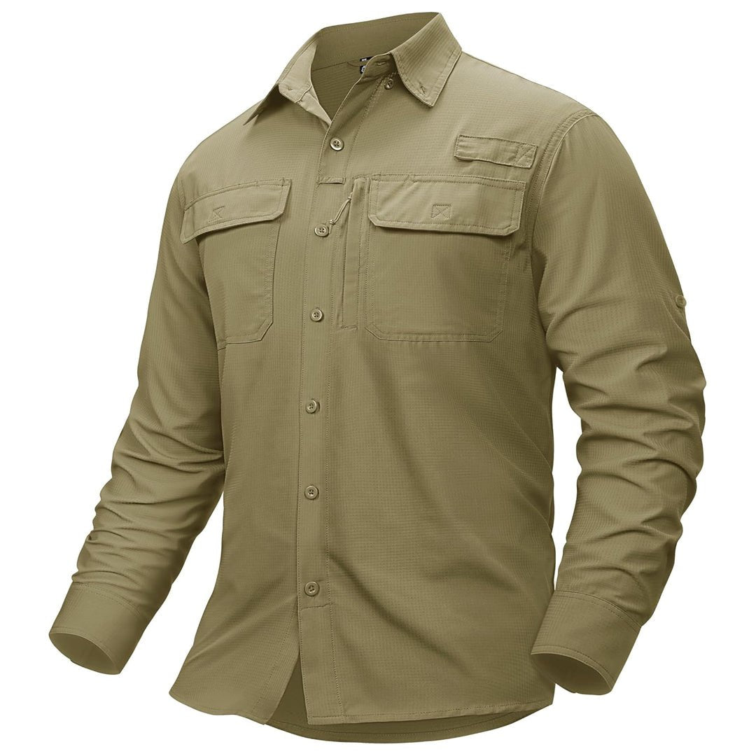 Men's Fishing Shirts UPF50+ Sun Protection Shirts with Zipper Pockets