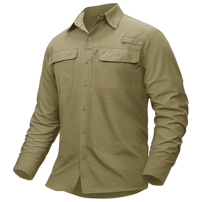 Men's Fishing Shirts UPF50+ Sun Protection Shirts with Zipper Pockets