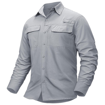 Men's Fishing Shirts UPF50+ Sun Protection Shirts with Zipper Pockets