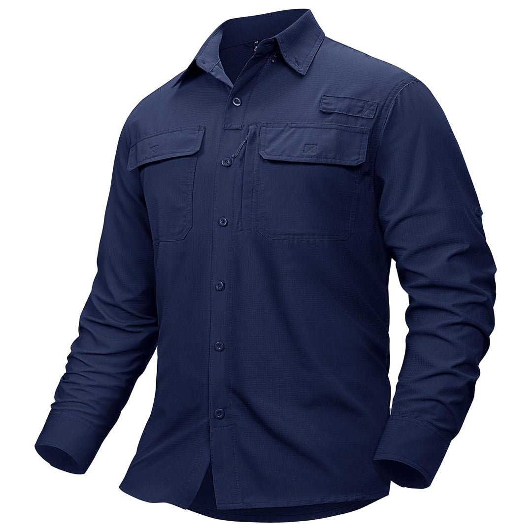 Men's Fishing Shirts UPF50+ Sun Protection Shirts with Zipper Pockets
