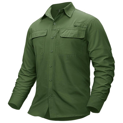 Men's Fishing Shirts UPF50+ Sun Protection Shirts with Zipper Pockets