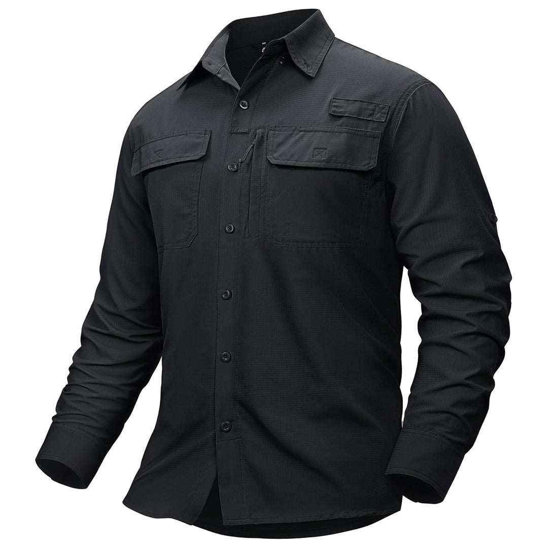 Men's Fishing Shirts UPF50+ Sun Protection Shirts with Zipper Pockets