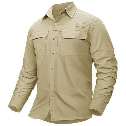 Men's Fishing Shirts UPF50+ Sun Protection Shirts with Zipper Pockets