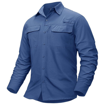 Men's Fishing Shirts UPF50+ Sun Protection Shirts with Zipper Pockets