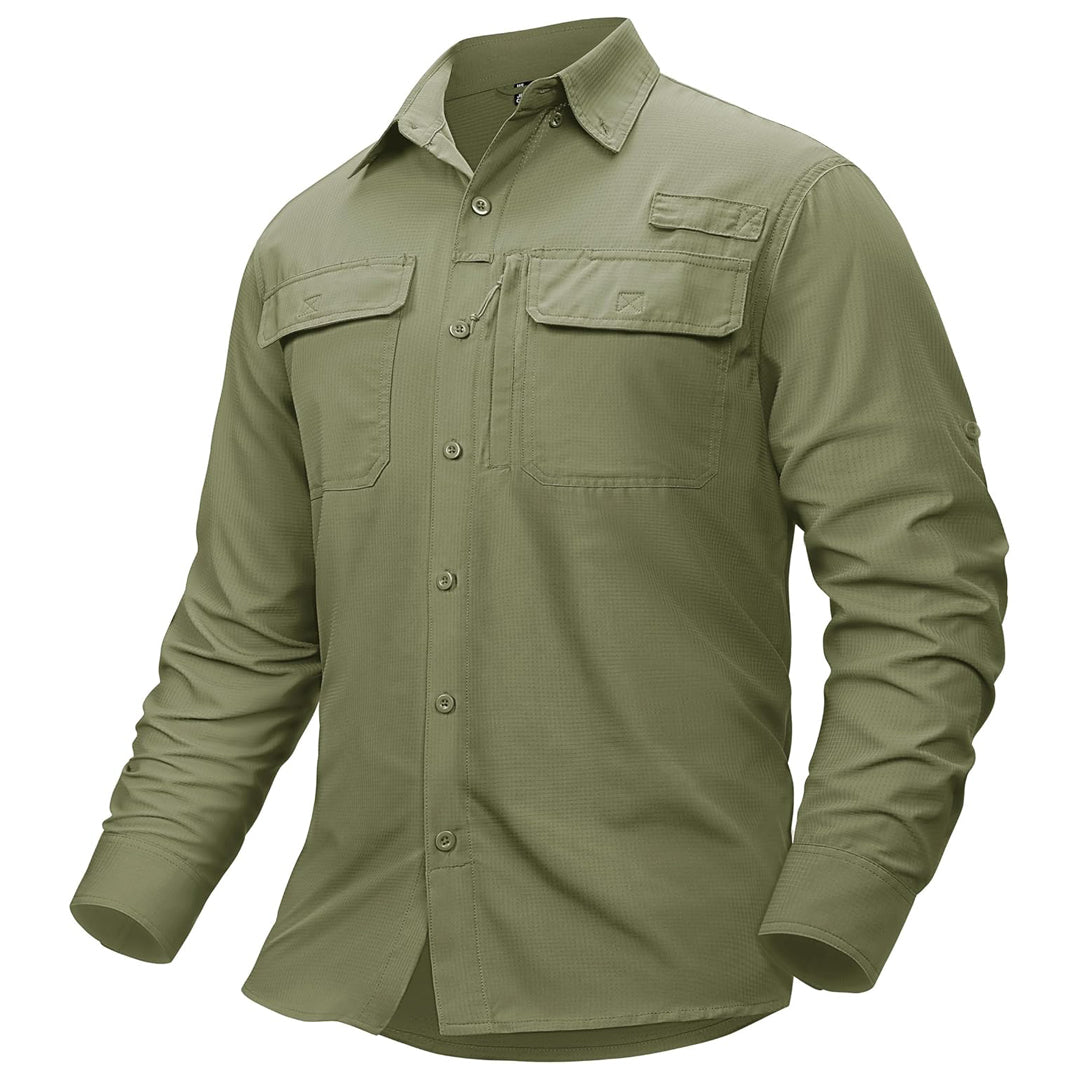 Men's Fishing Shirts UPF50+ Sun Protection Shirts with Zipper Pockets