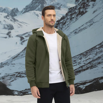 Men's Fleece Hoodie Jacket Windproof Winter Coats