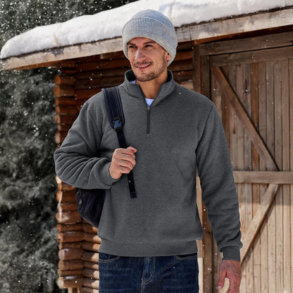 Men's Quarter Zip Fleece Pullover Warm Winter Sweatshirt