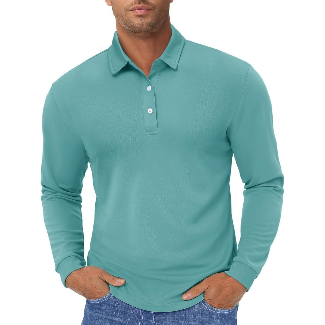 Men's Polo Shirt Long Sleeve Quick Dry for Golf Work Fishing