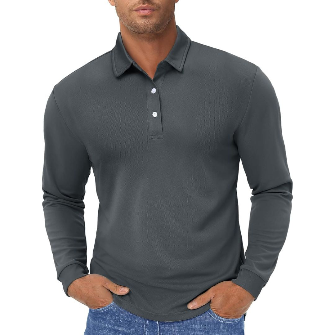 Men's Polo Shirt Long Sleeve Quick Dry for Golf Work Fishing