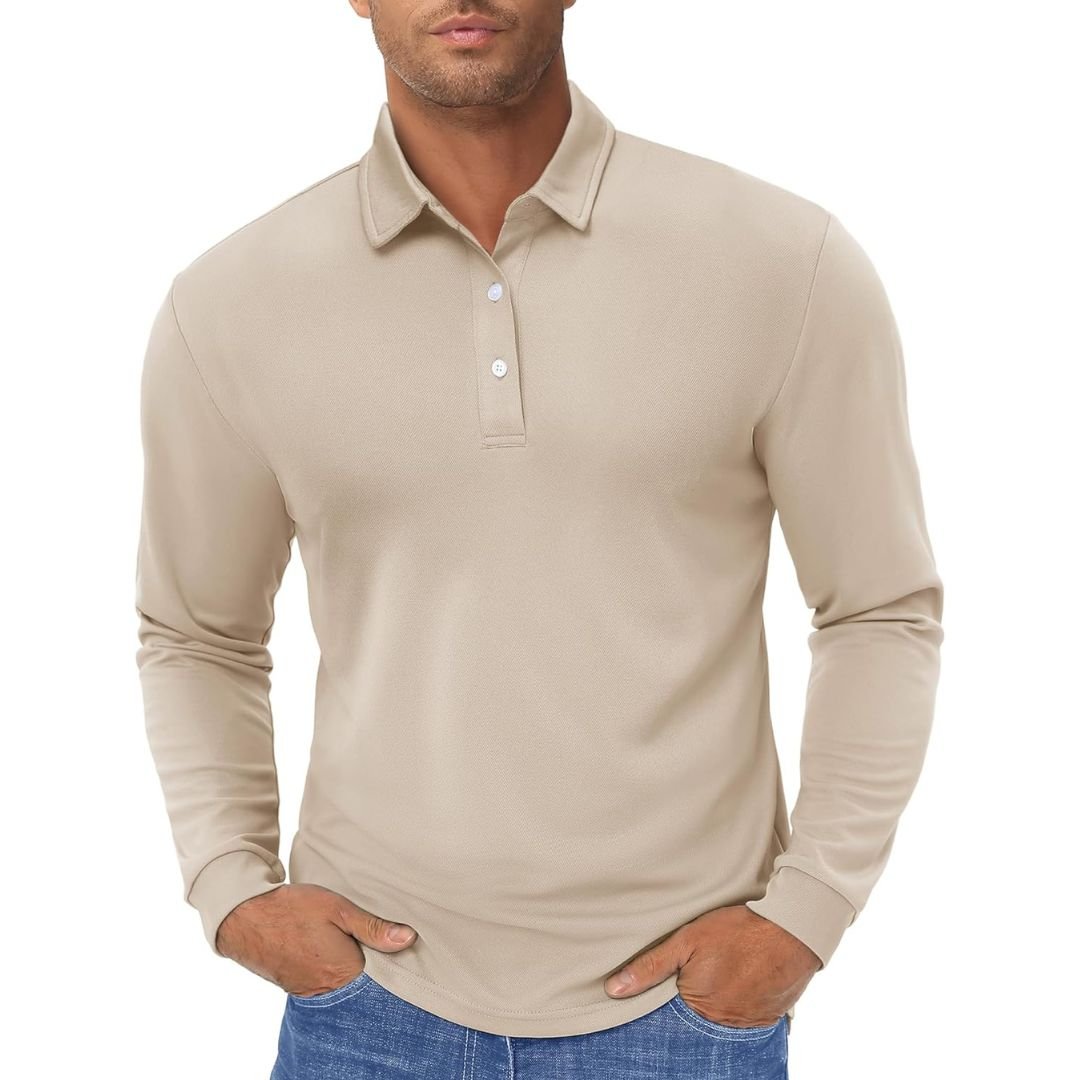 Men's Polo Shirt Long Sleeve Quick Dry for Golf Work Fishing