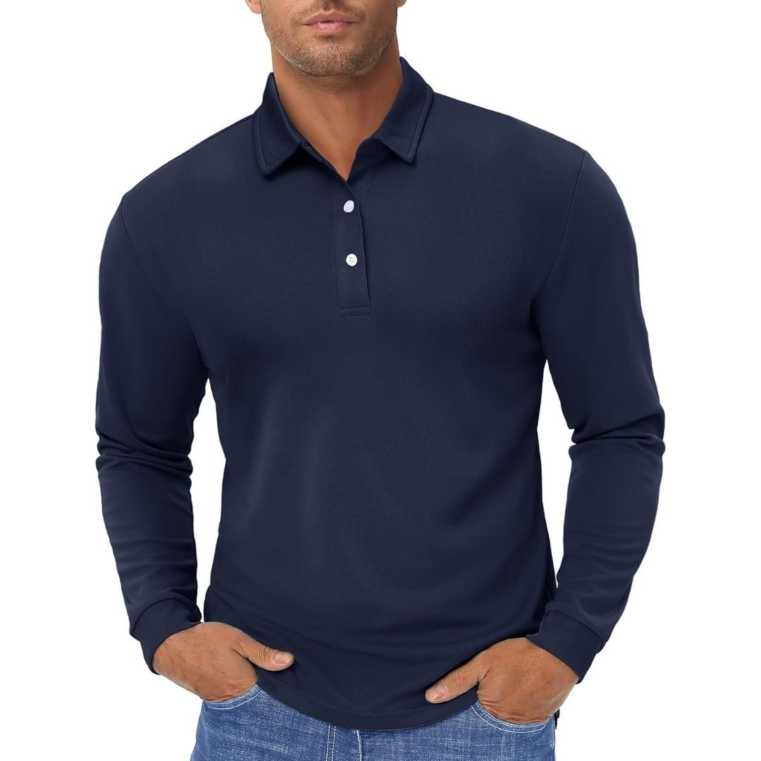 Men's Polo Shirt Long Sleeve Quick Dry for Golf Work Fishing