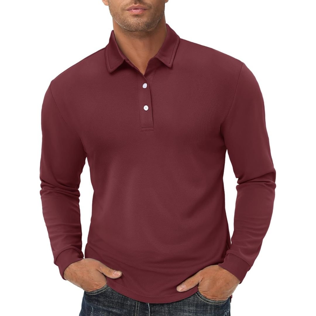 Men's Polo Shirt Long Sleeve Quick Dry for Golf Work Fishing