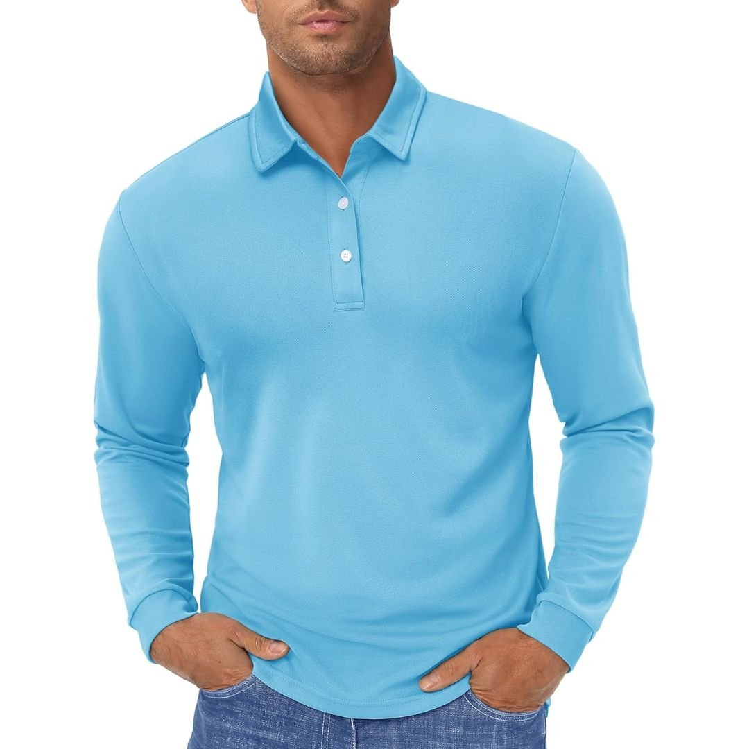 Men's Polo Shirt Long Sleeve Quick Dry for Golf Work Fishing