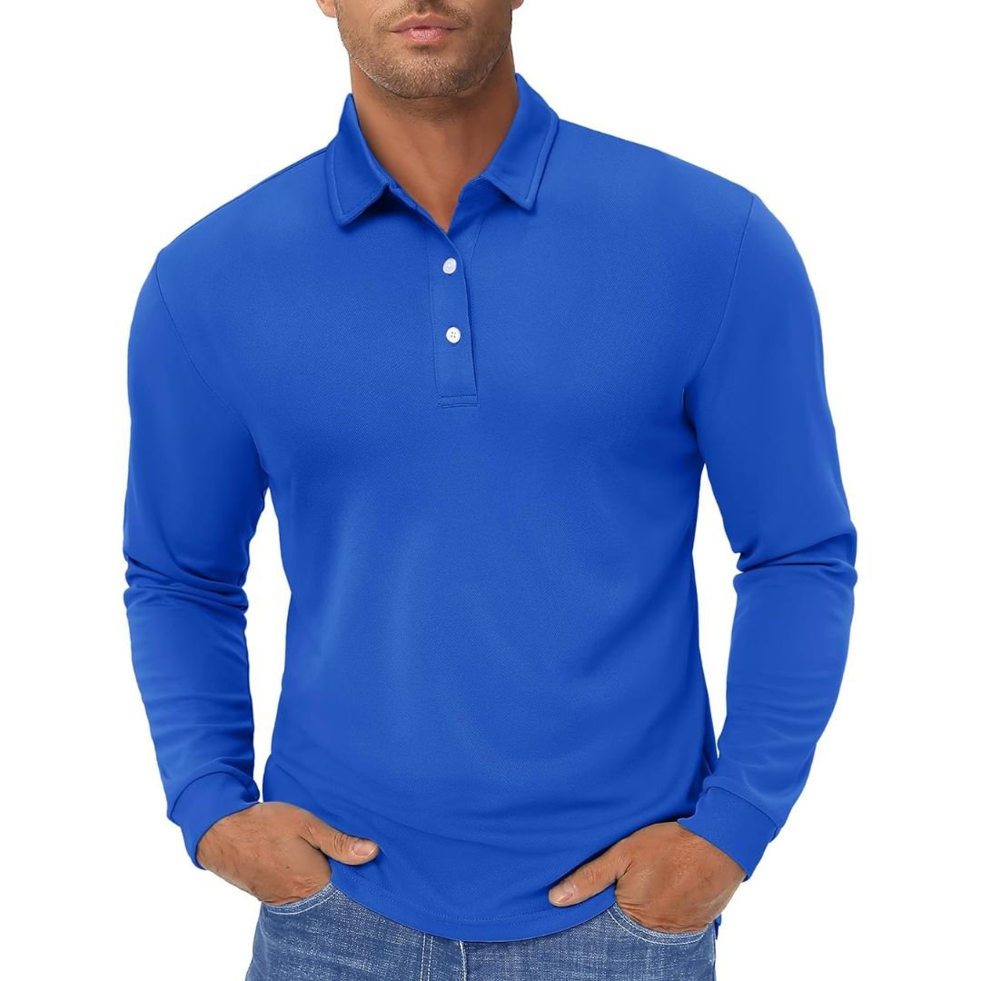 Men's Polo Shirt Long Sleeve Quick Dry for Golf Work Fishing