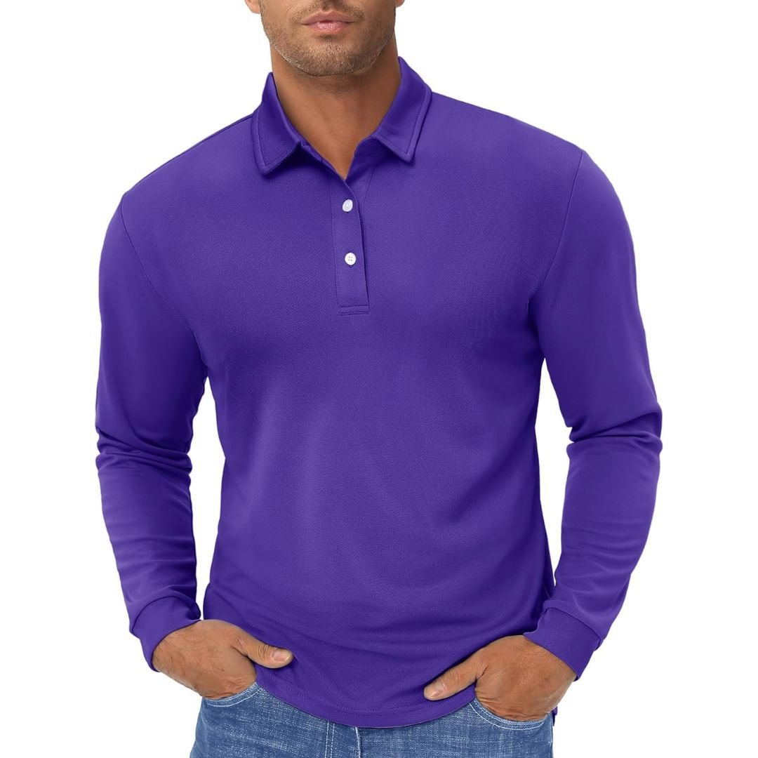 Men's Polo Shirt Long Sleeve Quick Dry for Golf Work Fishing