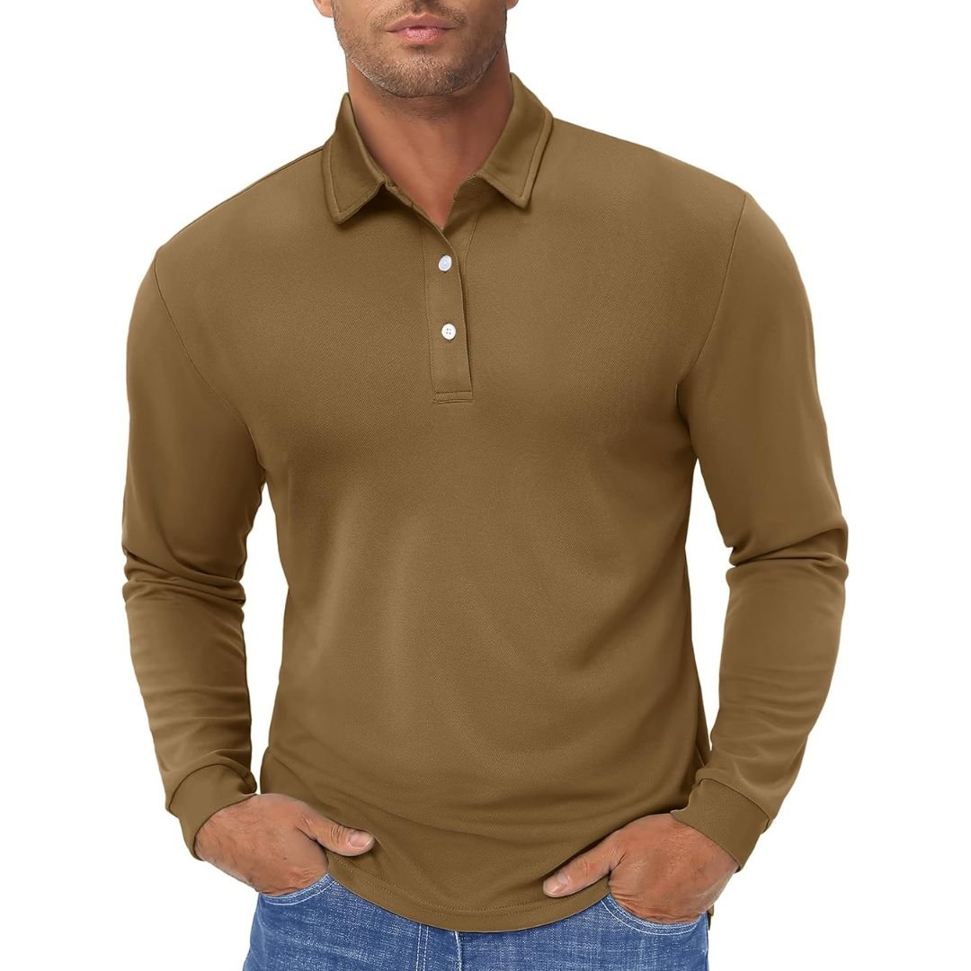 Men's Polo Shirt Long Sleeve Quick Dry for Golf Work Fishing
