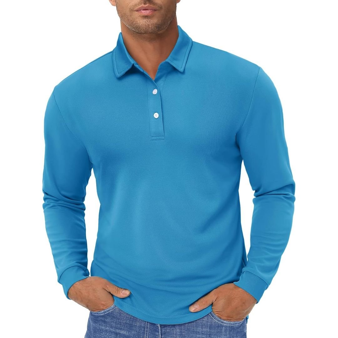 Men's Polo Shirt Long Sleeve Quick Dry for Golf Work Fishing