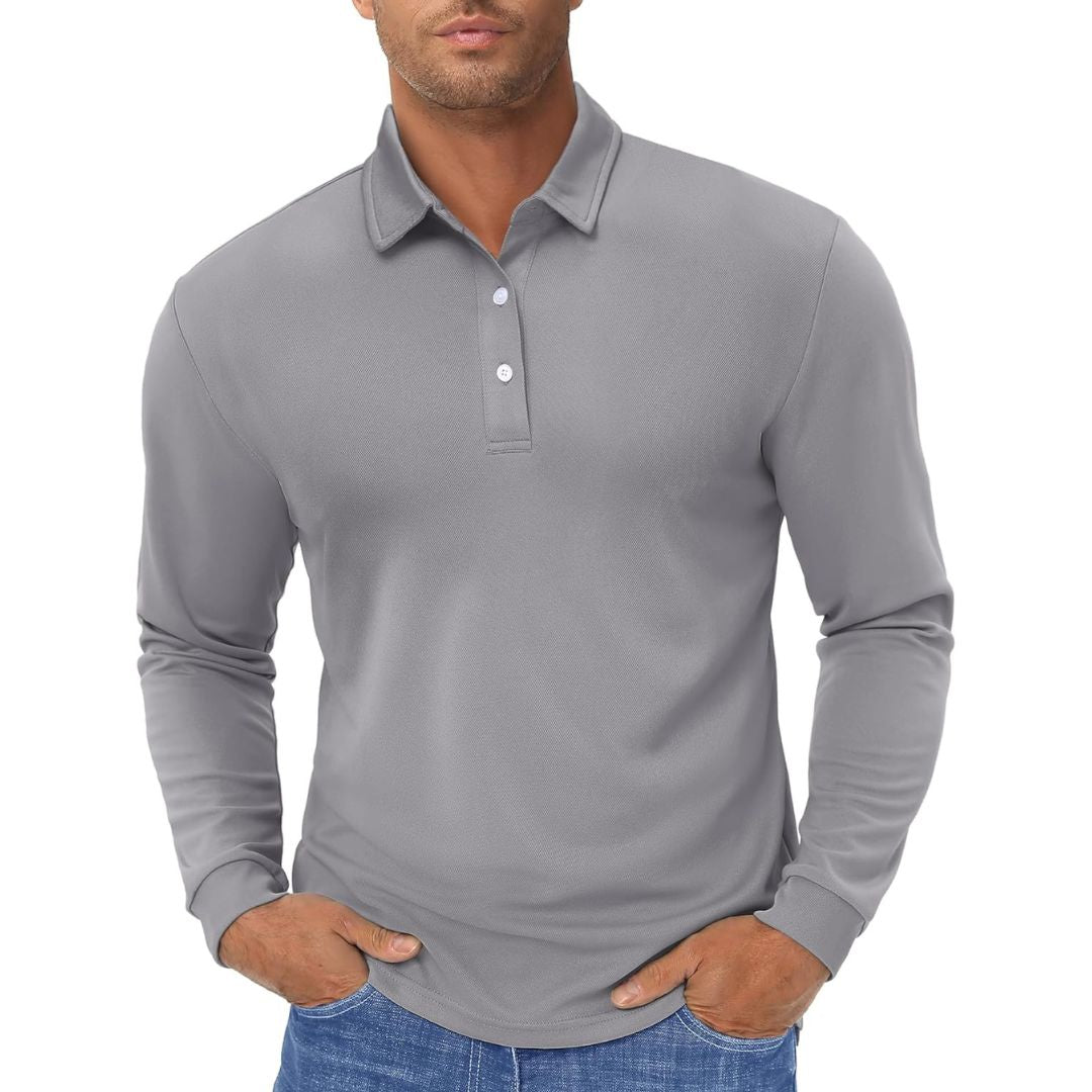 Men's Polo Shirt Long Sleeve Quick Dry for Golf Work Fishing