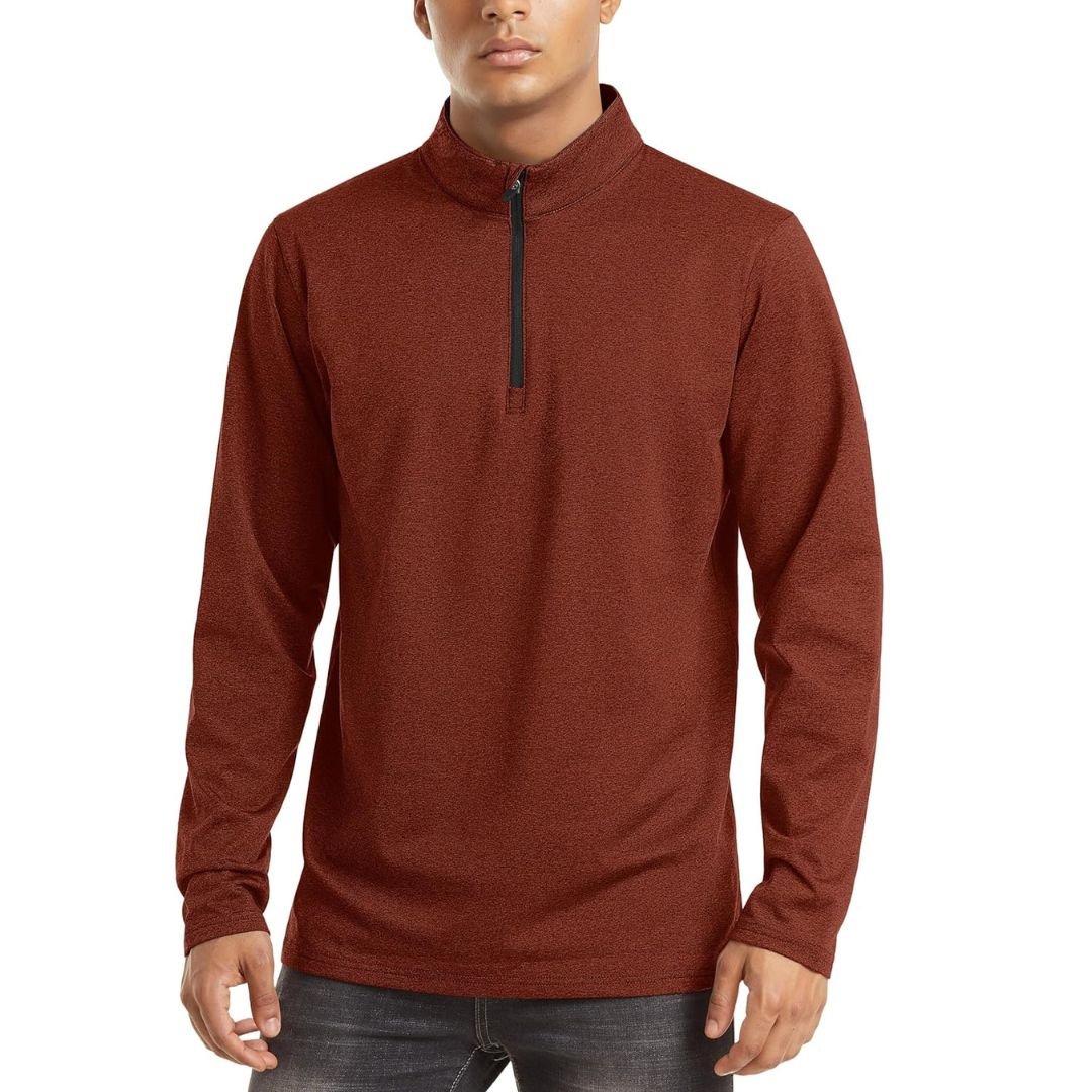 Men’s Quarter Zip Pullover Sweatshirt Long Sleeve Winter Fleece Lined Thermal