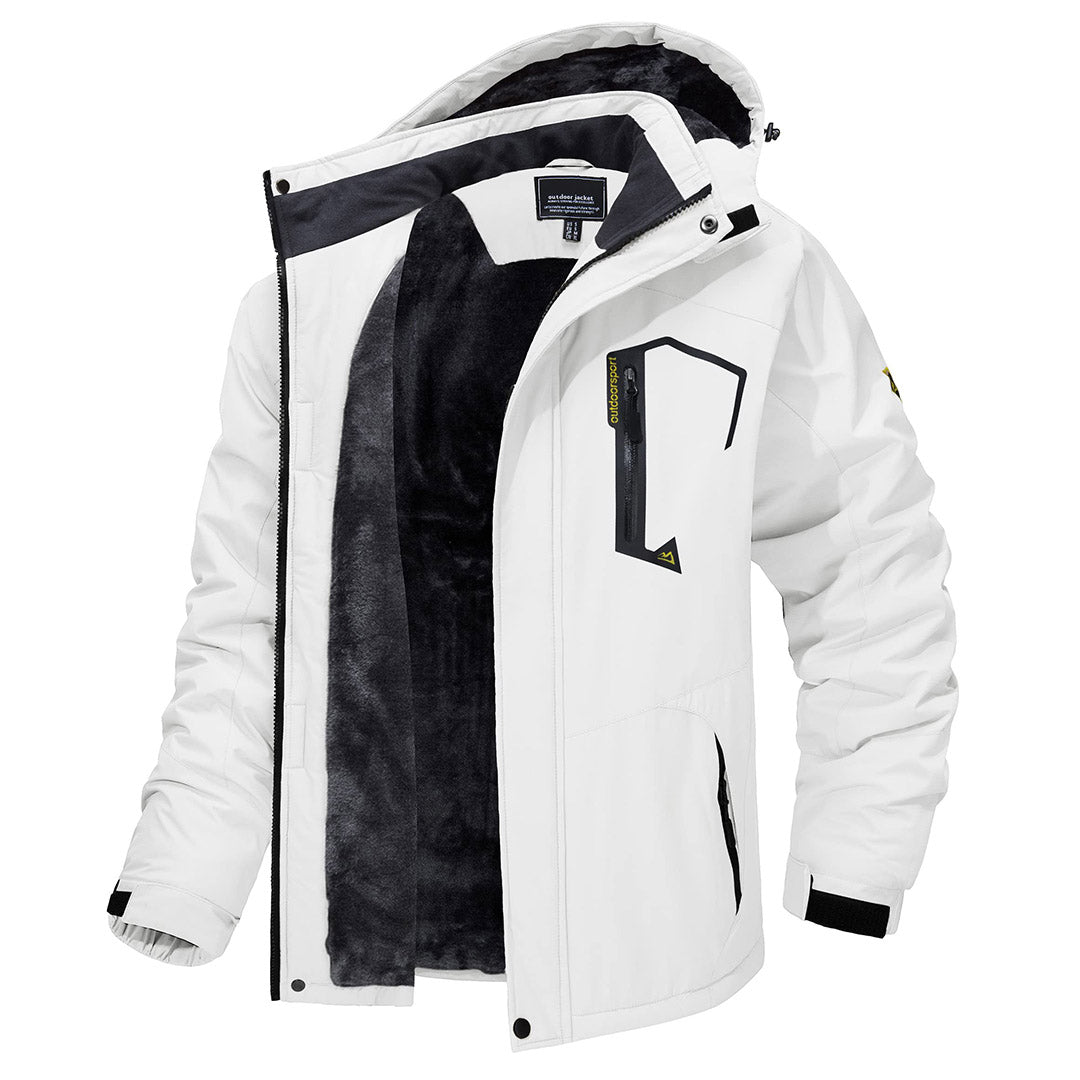 Men's Waterproof Fleece Lined Ski Jacket with Multiple Pockets