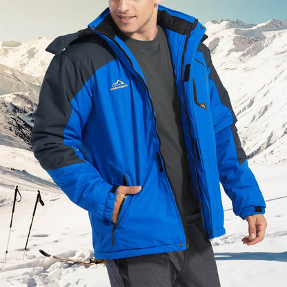 Men's Waterproof Fleece Lined Ski Jacket with Multiple Pockets