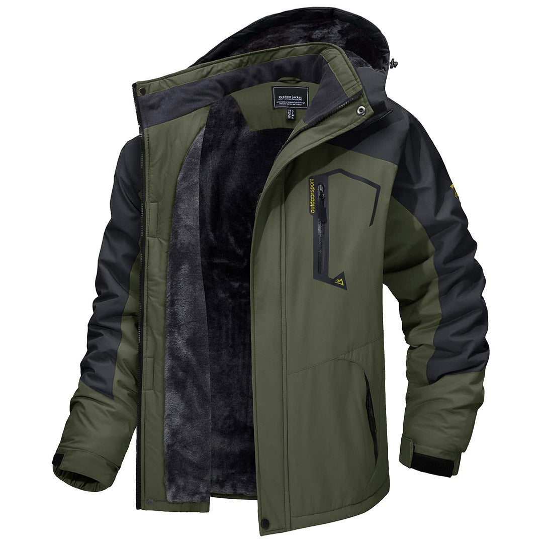 Men's Waterproof Fleece Lined Ski Jacket with Multiple Pockets