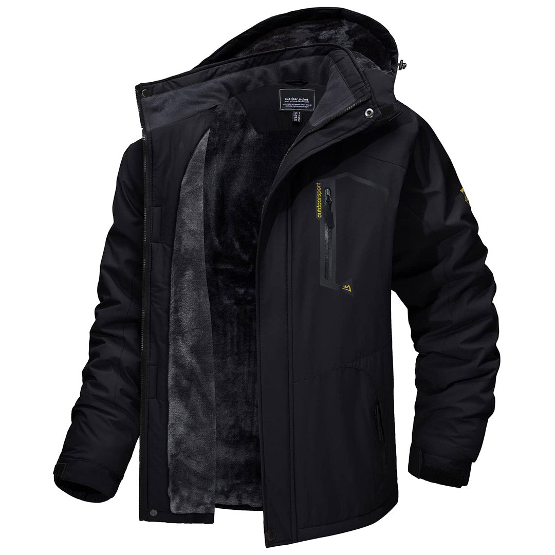 Men's Waterproof Fleece Lined Ski Jacket with Multiple Pockets