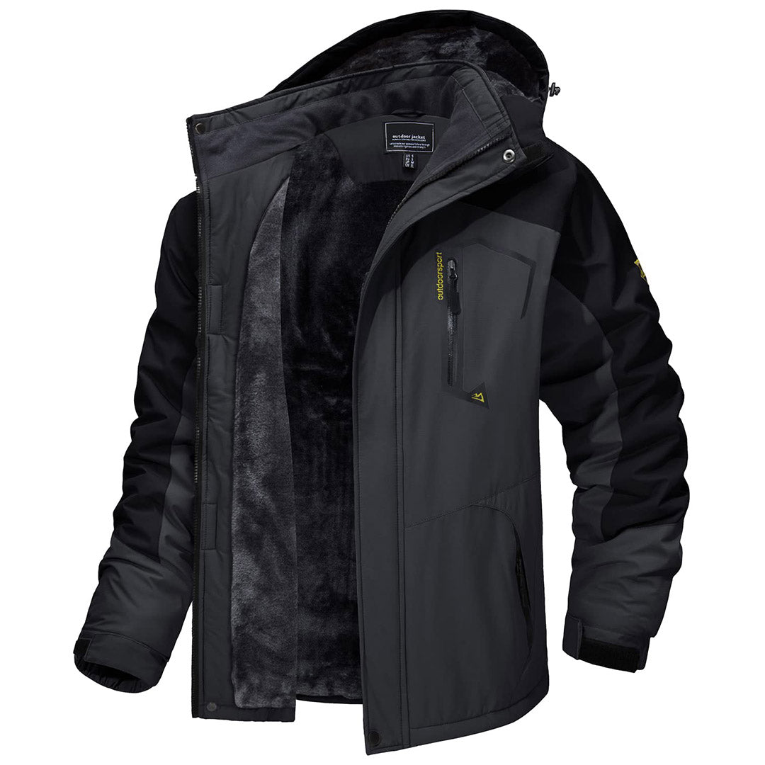 Men's Waterproof Fleece Lined Ski Jacket with Multiple Pockets