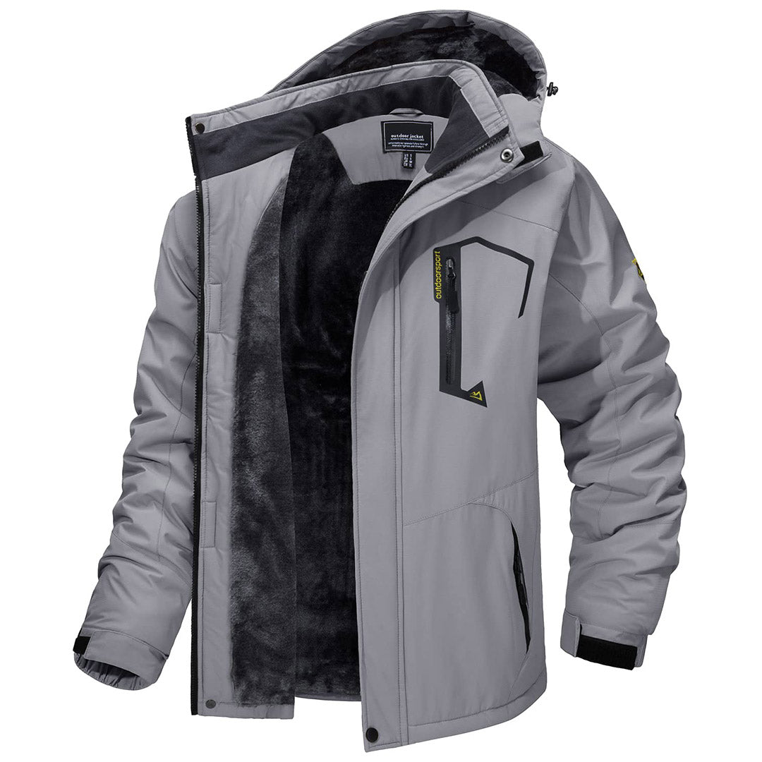Men's Waterproof Fleece Lined Ski Jacket with Multiple Pockets