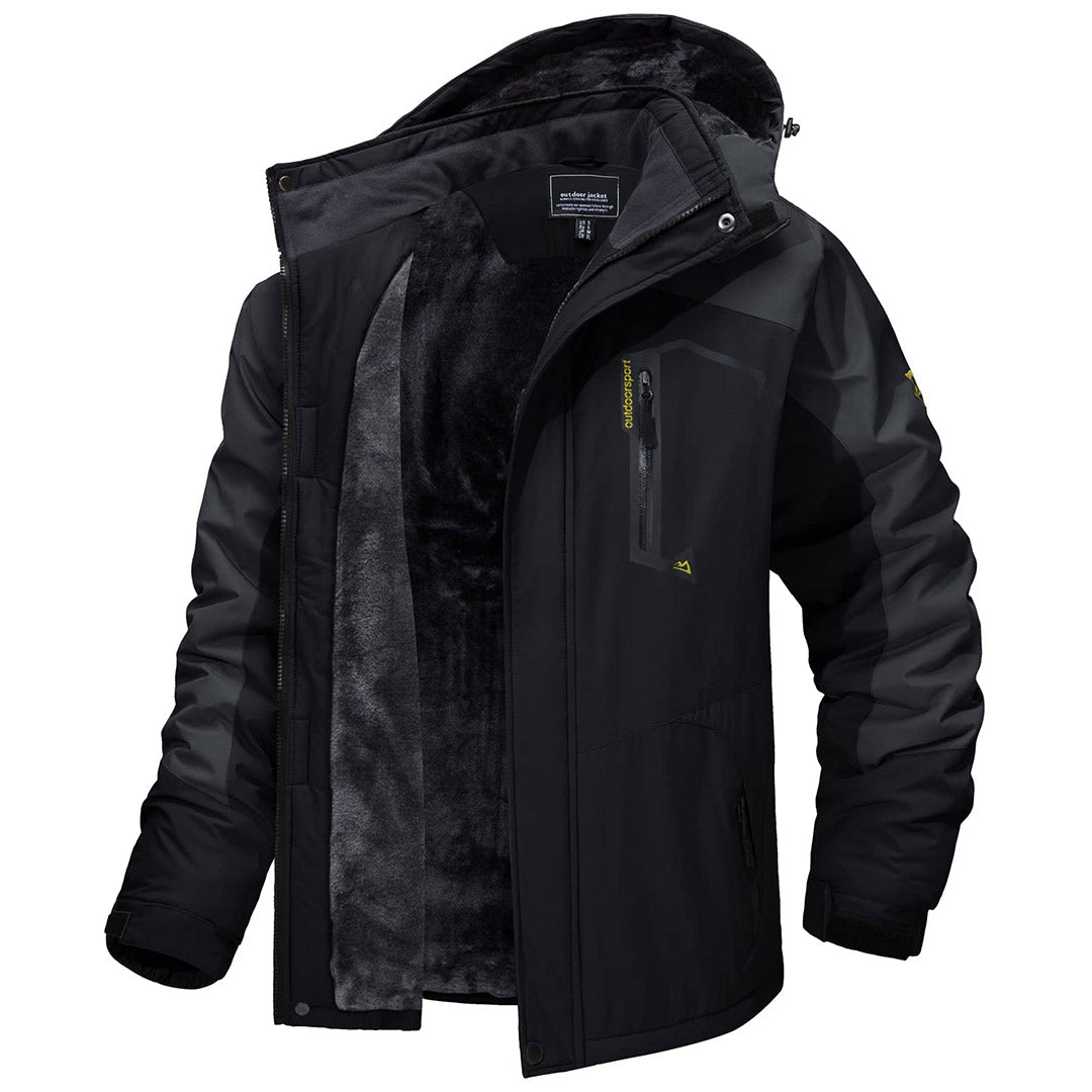 Men's Waterproof Fleece Lined Ski Jacket with Multiple Pockets